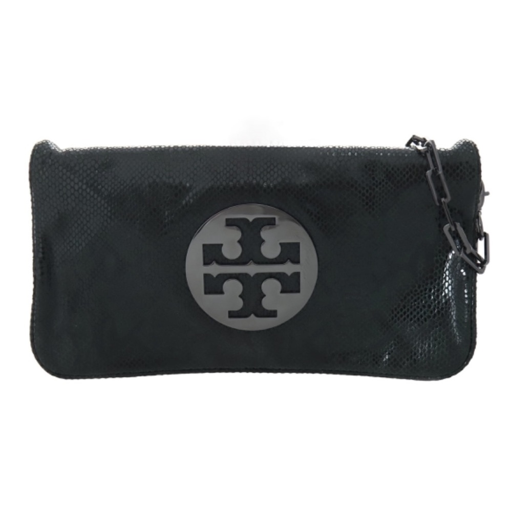 Tory Burch Reva black snakeskin and gunmetal purse